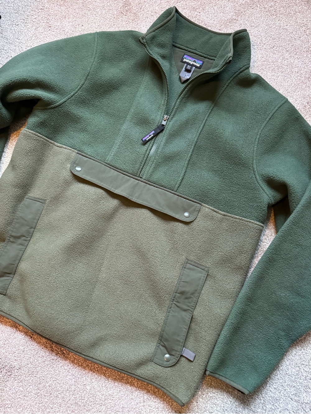 Patagonia Synchilla Anorak Fleece Size Large Like New Basin Green Mid Layer